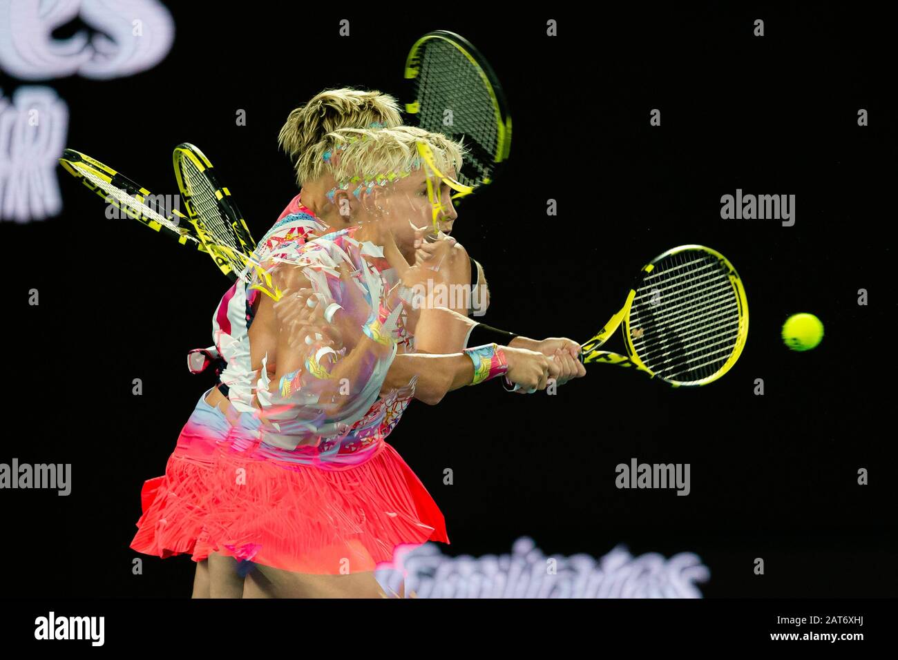 Melbourne, Australia. 31st Jan, 2020. Bethanie Mattek-Sands from the USA during her mixed doubles seminfinal at the 2020 Australian Open Grand Slam tennis tournament in Melbourne, Australia. Frank Molter/Alamy Live news Stock Photo