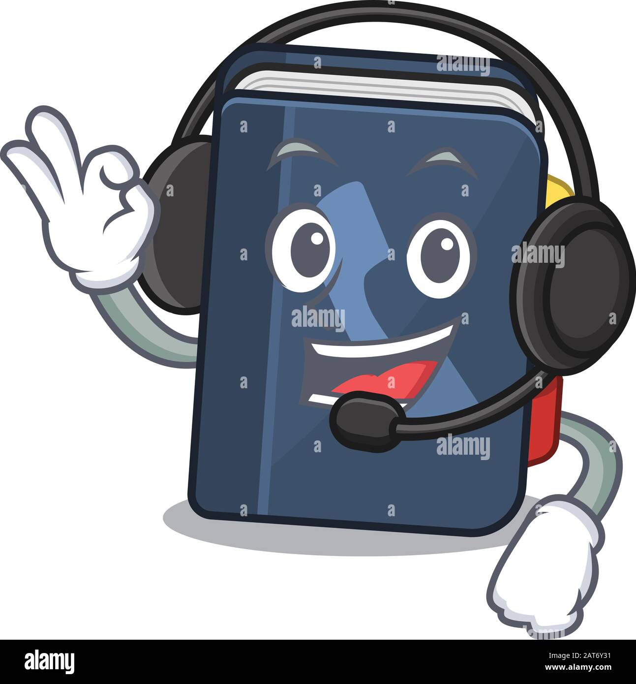 Smiley phone book cartoon character design wearing headphone Stock Vector  Image & Art - Alamy