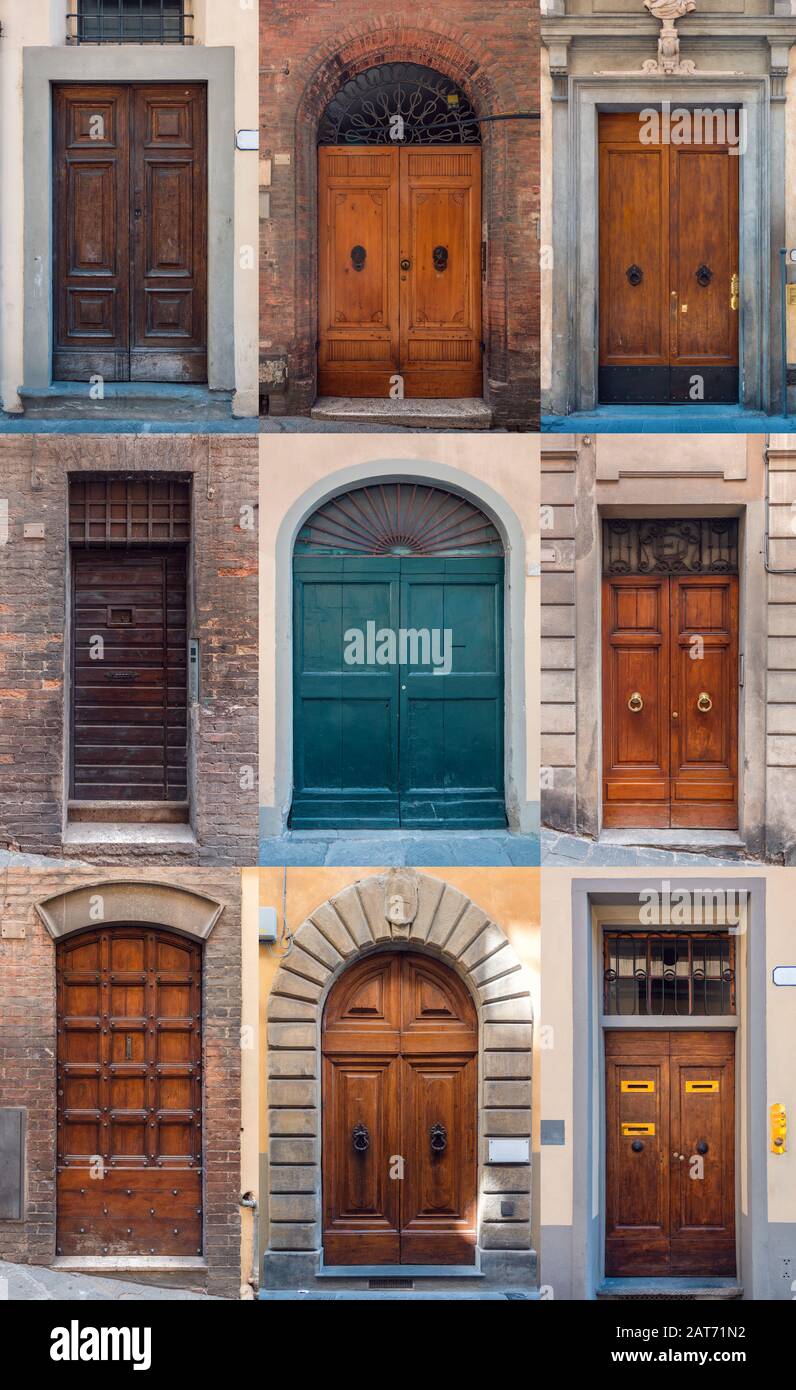 Set Of Different Types Of Old Doors Of Variety Italian Cities