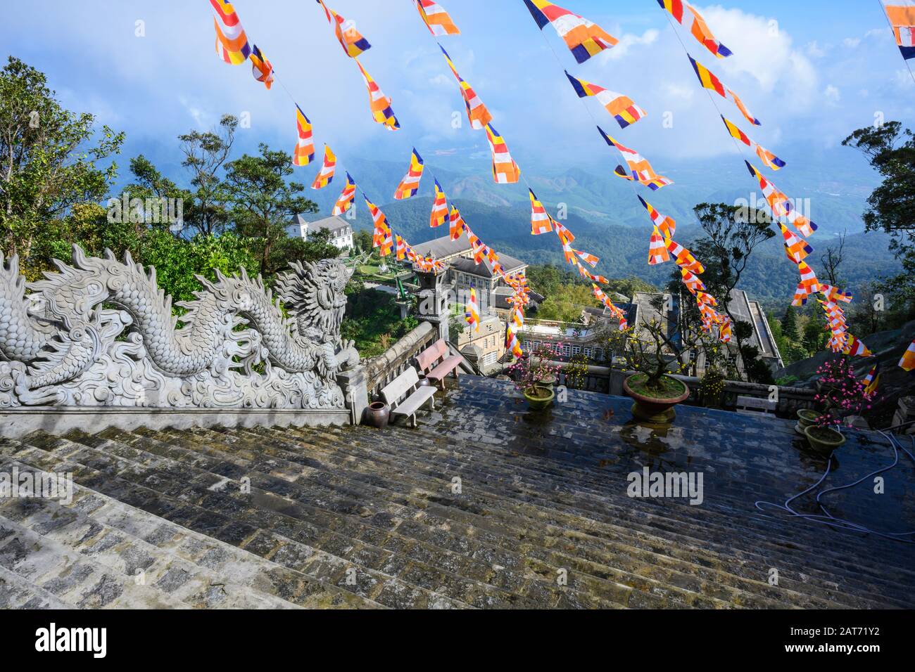 Stairs to the Sun World in da Nang in Vietnam. January 12, 2020 Stock Photo