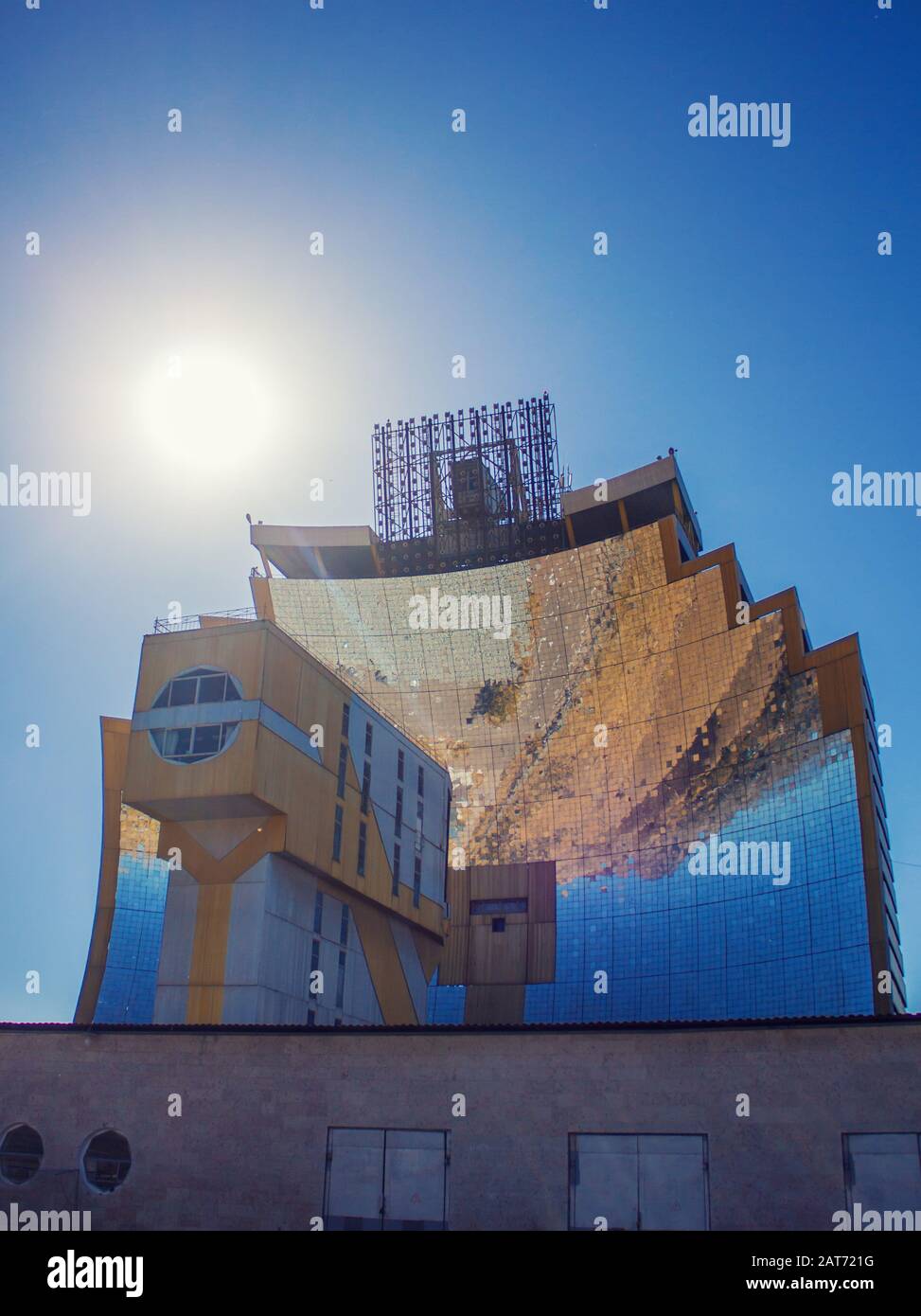 Huge sunlight concentrator (sun furnace) Stock Photo