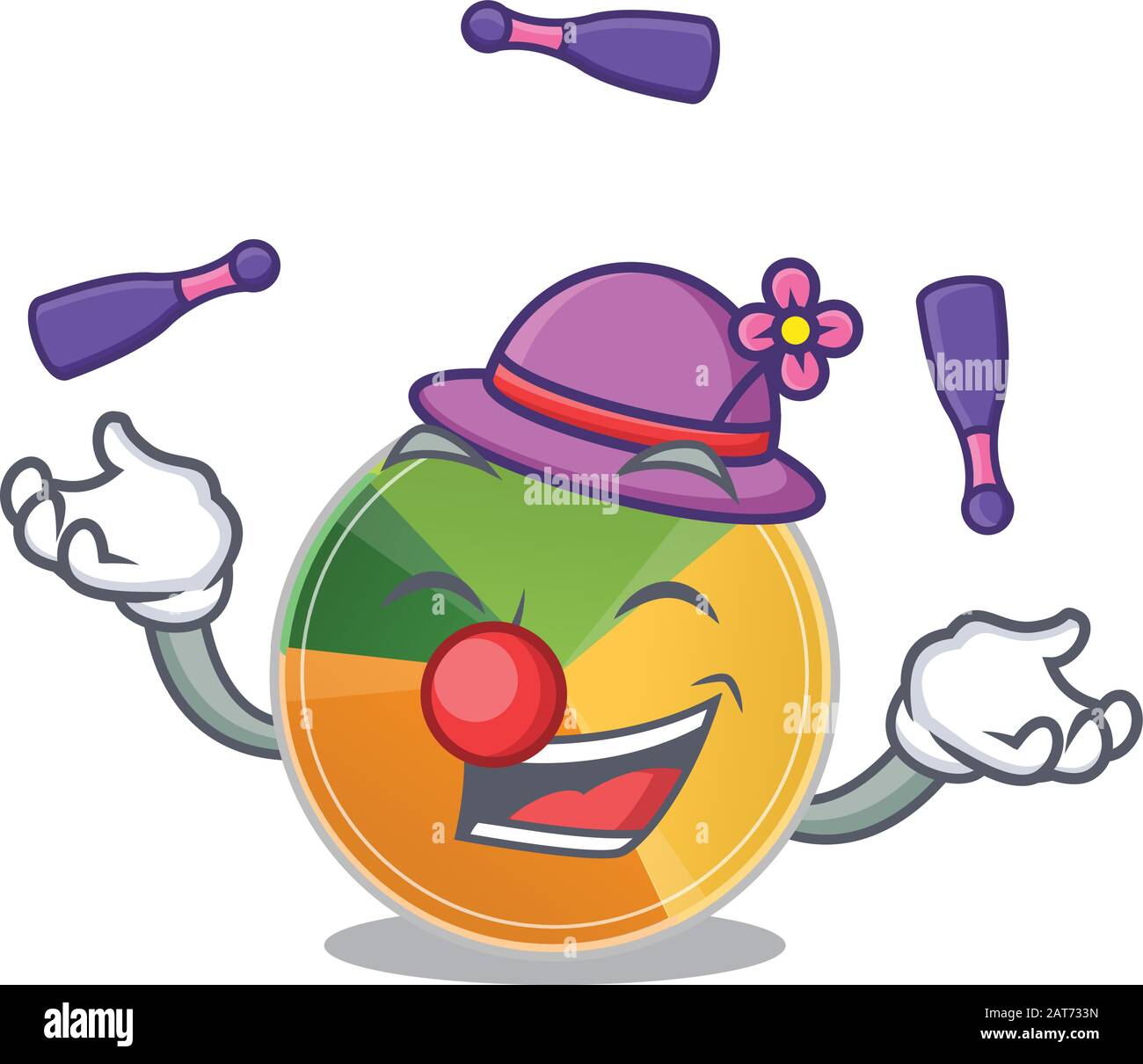 Smart pie chart cartoon character design playing Juggling Stock Vector ...