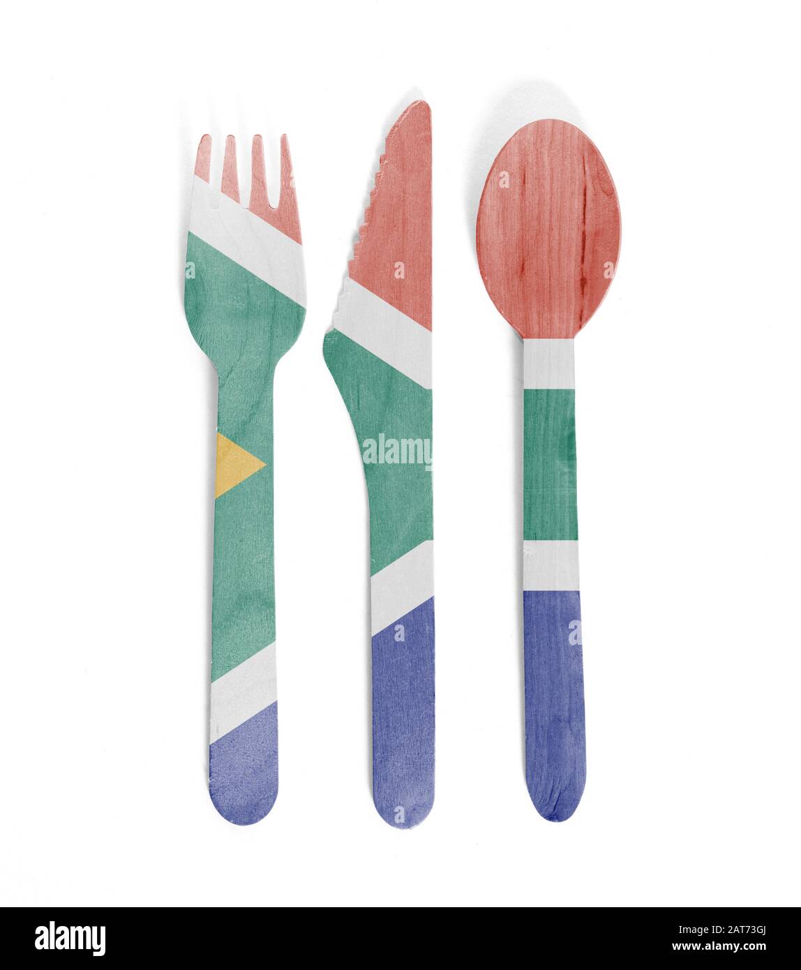 Eco friendly wooden cutlery Plastic free concept Isolated Flag of