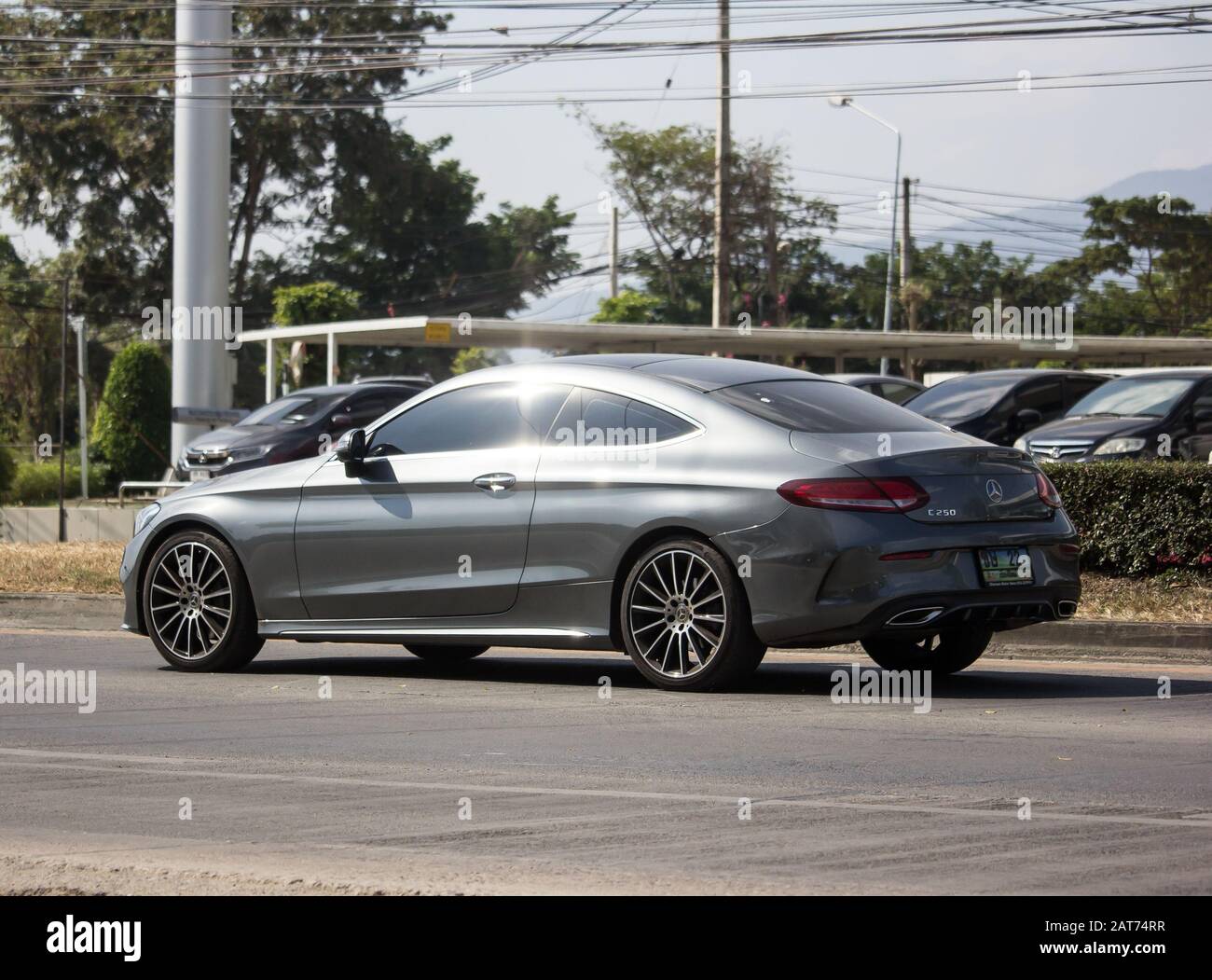 Chiangmai, Thailand - December 7 2019: luxury car  Mercedes Benz C250. Photo at radial road no.1001 north of chiangmai city. Stock Photo
