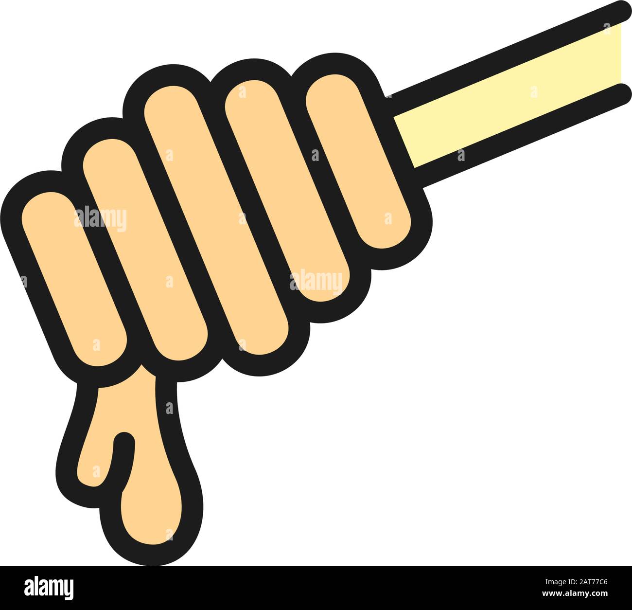 Spoon for honey, dipper flat color line icon. Stock Vector