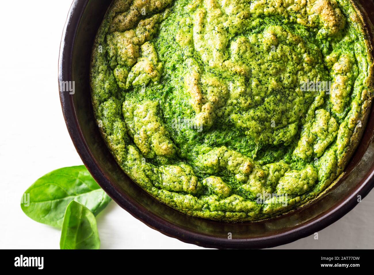 Baked Spinach Souffle In Casserole Dish Close Up Top View Photo Stock   Baked Spinach Souffle In Casserole Dish Close Up Top View Photo 2AT77DW 