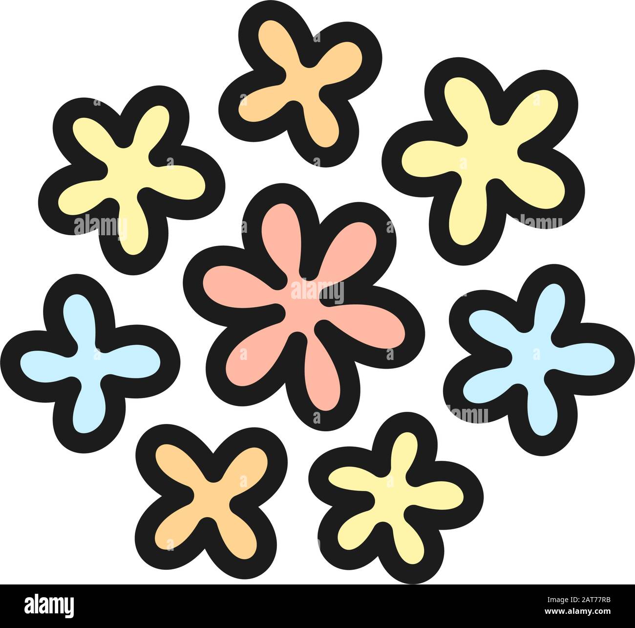 Vector buckwheat flowers flat color line icon. Stock Vector
