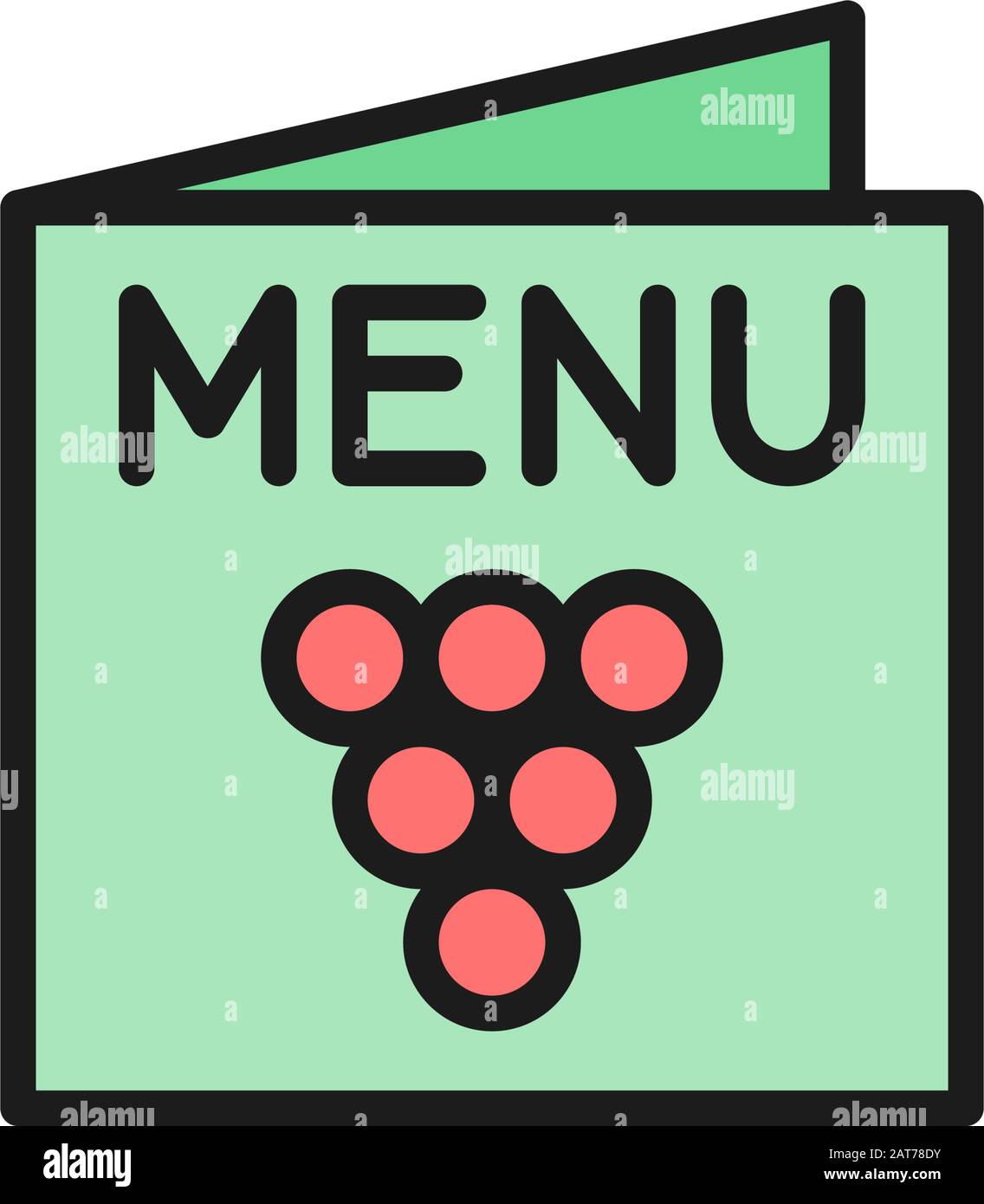 Vector menu, wine list flat color line icon. Stock Vector