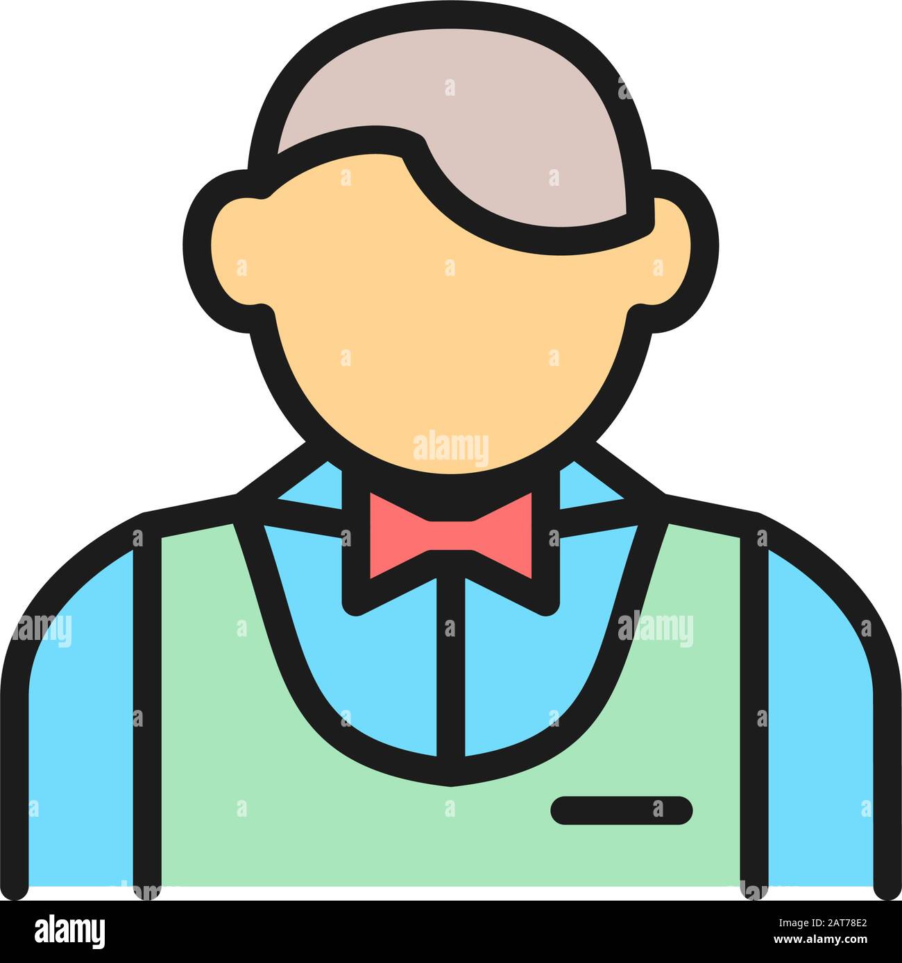 Waiter, bartender, sommelier flat color line icon. Stock Vector