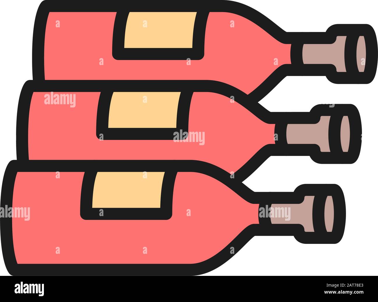 Bottles, wine, alcohol flat color line icon. Stock Vector