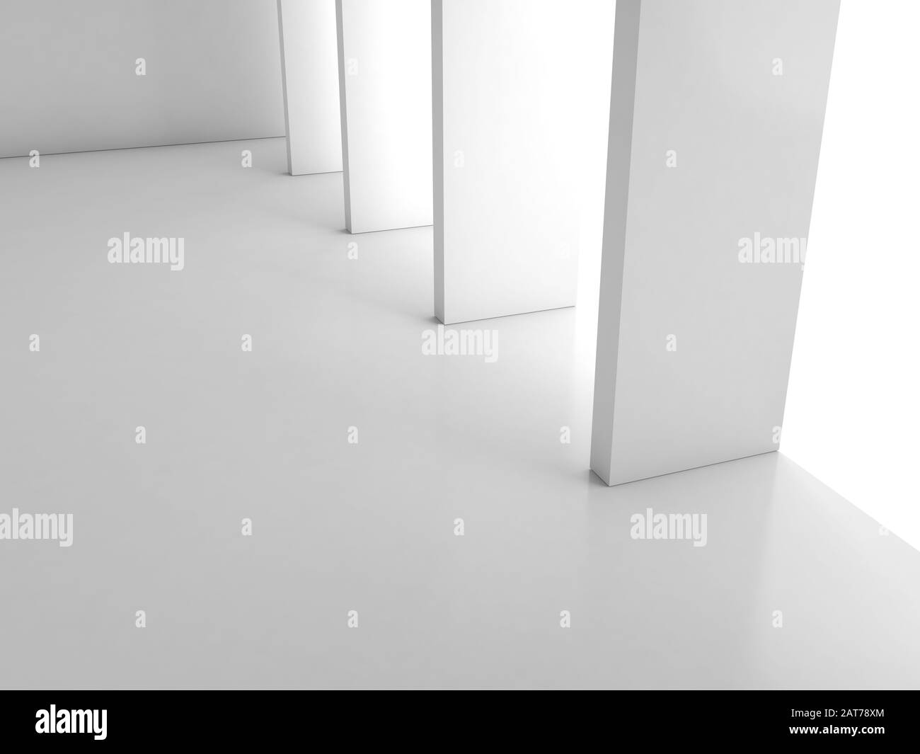 Abstract empty white interior with columns, minimal architectural ...