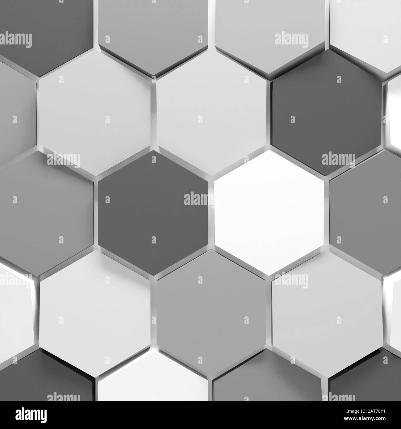 Abstract background pattern with gray and white honeycomb blocks. 3d render illustration Stock Photo