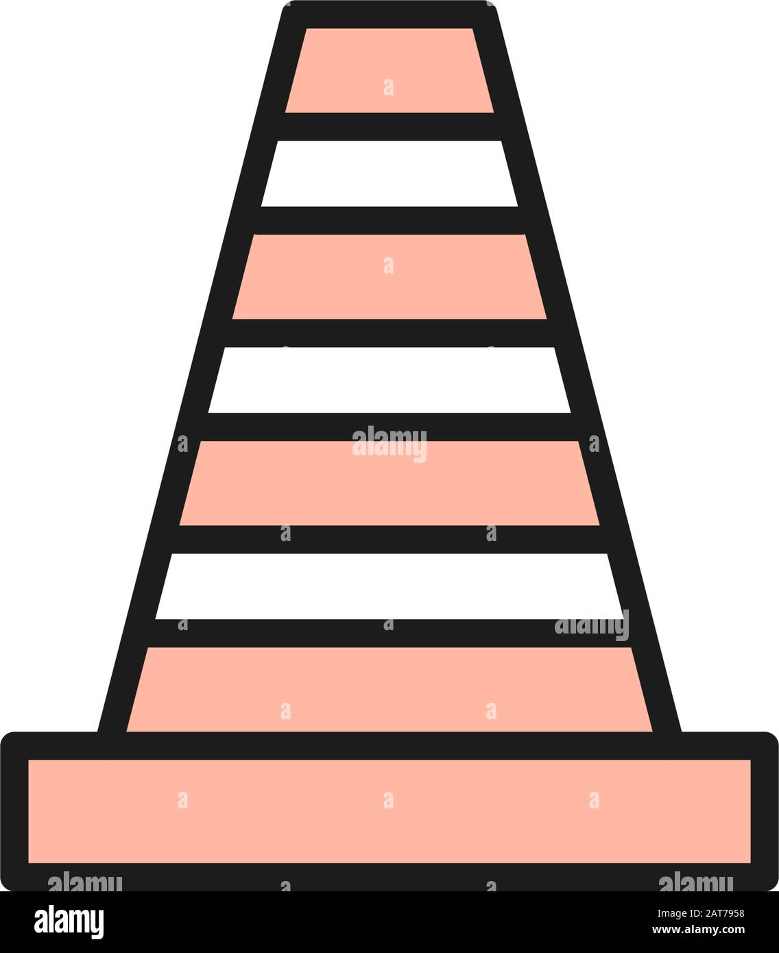Vector road traffic cone flat color line icon. Stock Vector