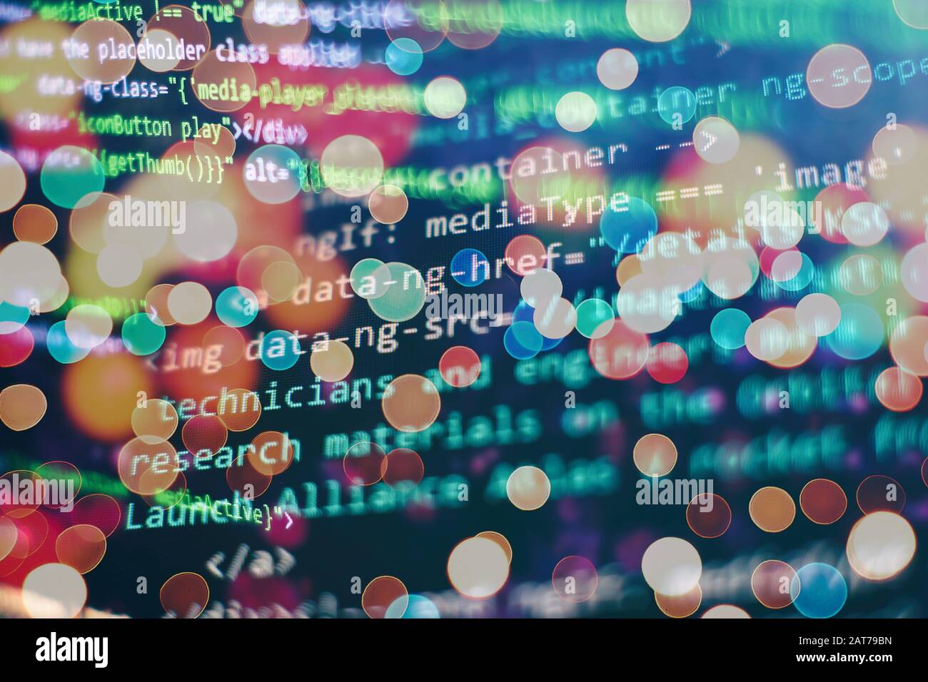 Code of web page displayed on a computer monitor Stock Photo