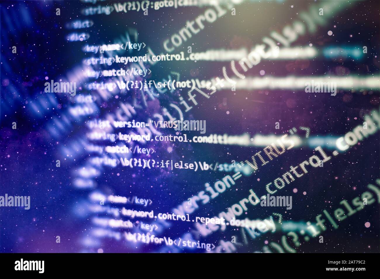 Code of web page displayed on a computer monitor Stock Photo