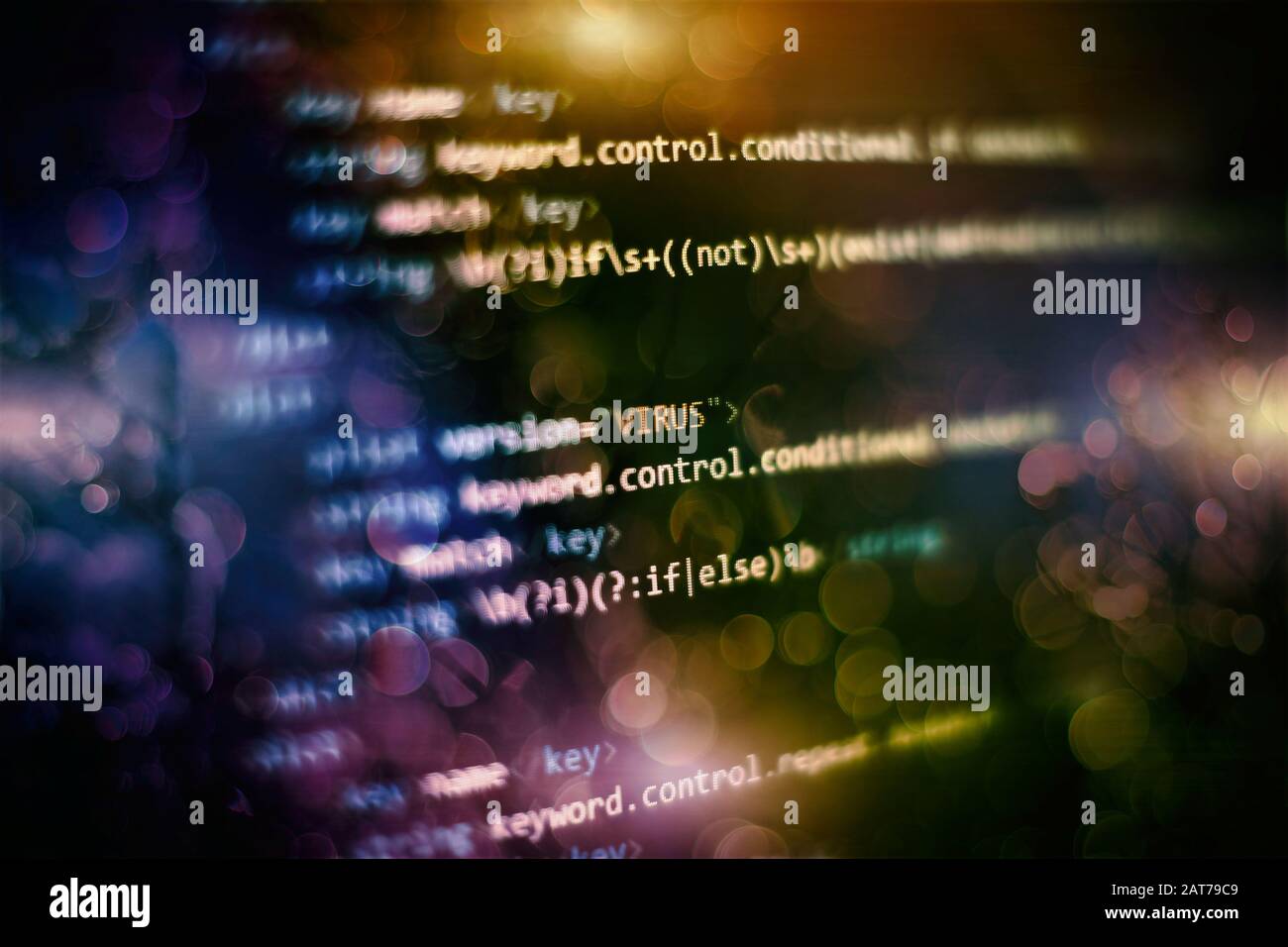 Code of web page displayed on a computer monitor Stock Photo