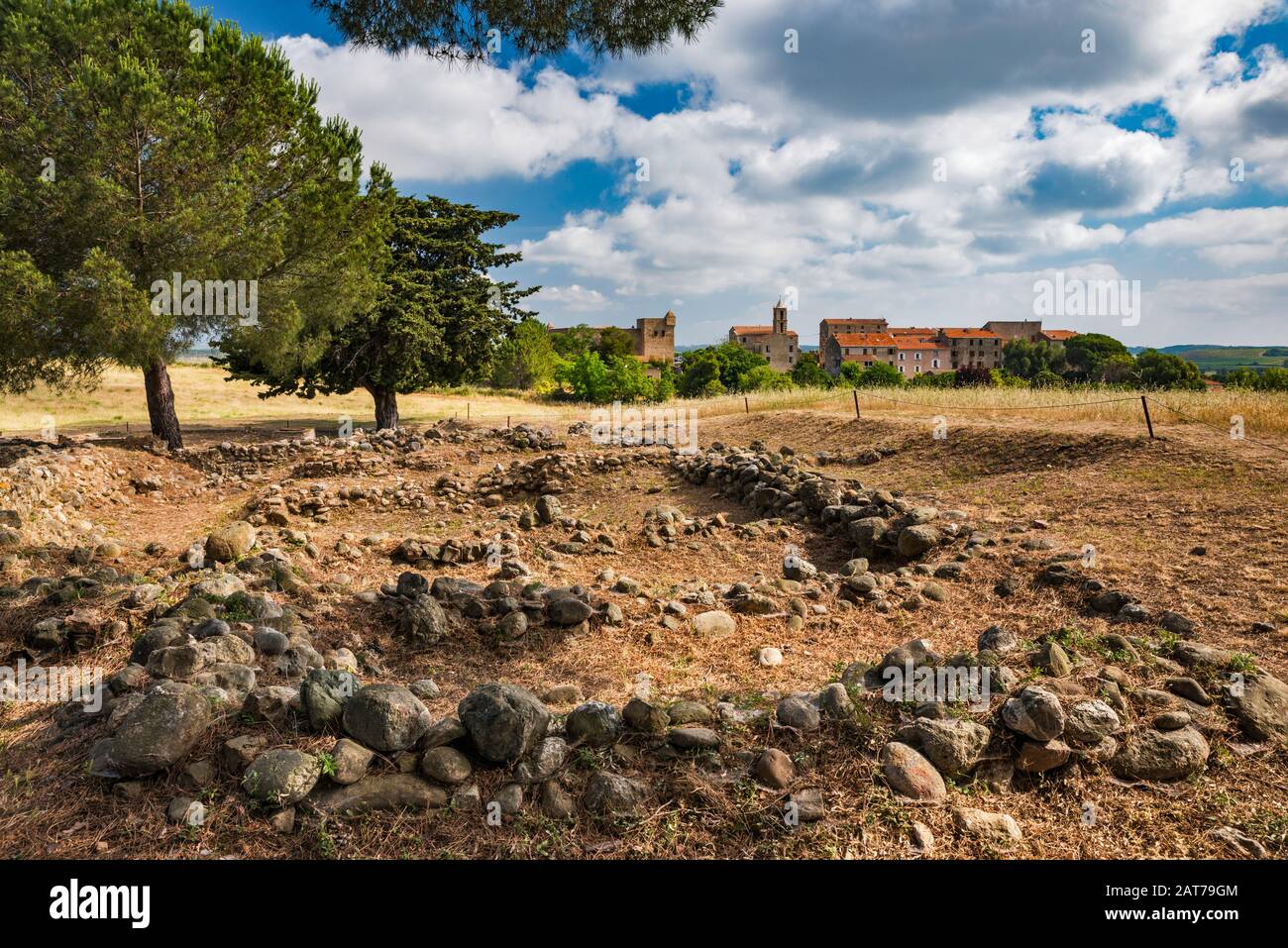 Roman settlement ruins in Aleria, Corsica, France Stock Photo
