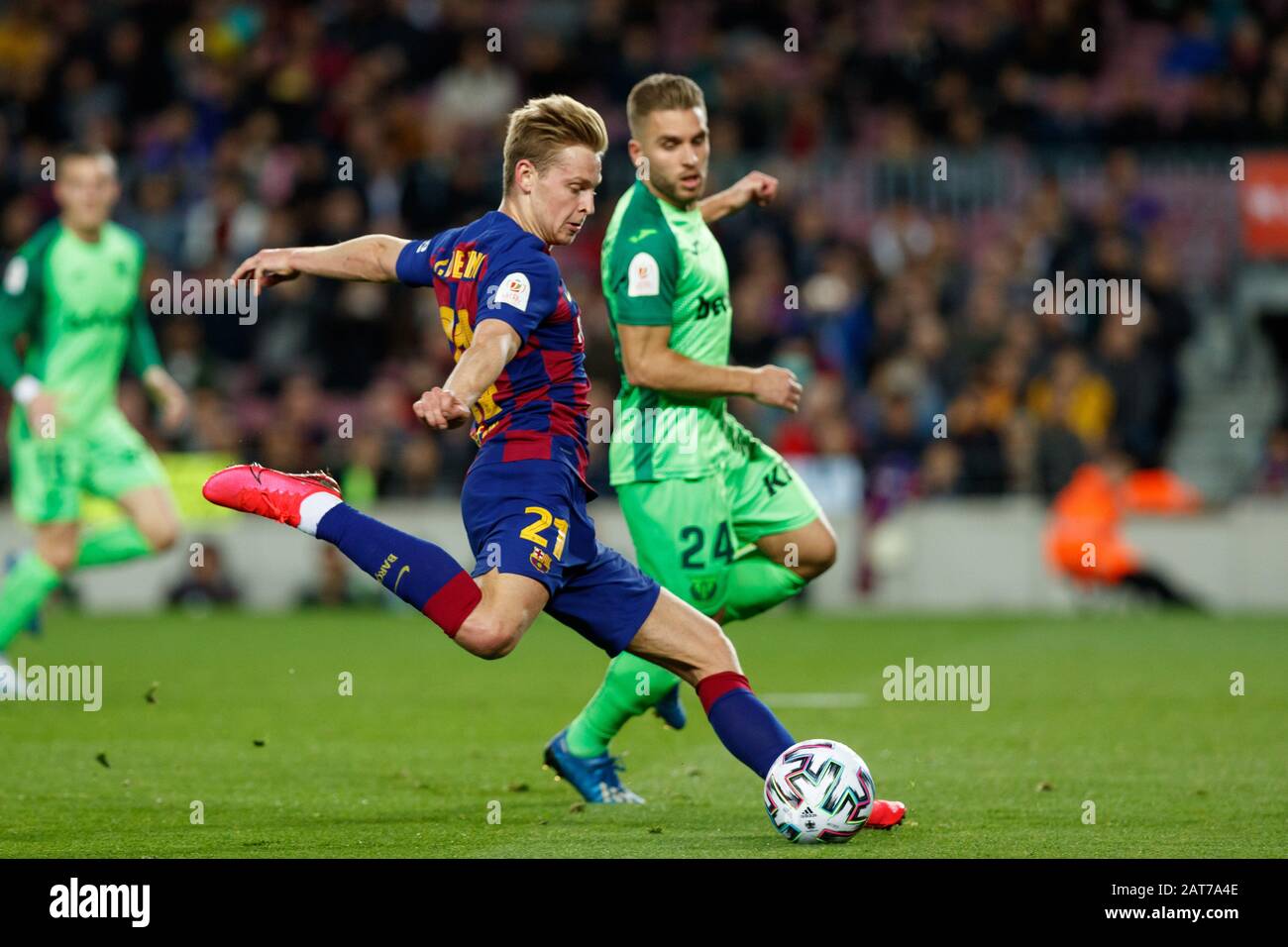 BARCELONA, SPAIN - JANUARY 30:.Frenkie de Jong of FC Barcelona during the Spanish Copa del Rey Round of 16 match between FC Barcelona and SD Leganes at Camp Nou on January 30, 2020 in Barcelona, Spain. (Photo by DAX/ESPA-Images) Stock Photo