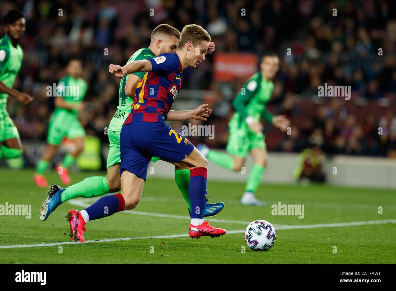 BARCELONA, SPAIN - JANUARY 30:.Frenkie de Jong of FC Barcelona during the Spanish Copa del Rey Round of 16 match between FC Barcelona and SD Leganes at Camp Nou on January 30, 2020 in Barcelona, Spain. (Photo by DAX/ESPA-Images) Stock Photo