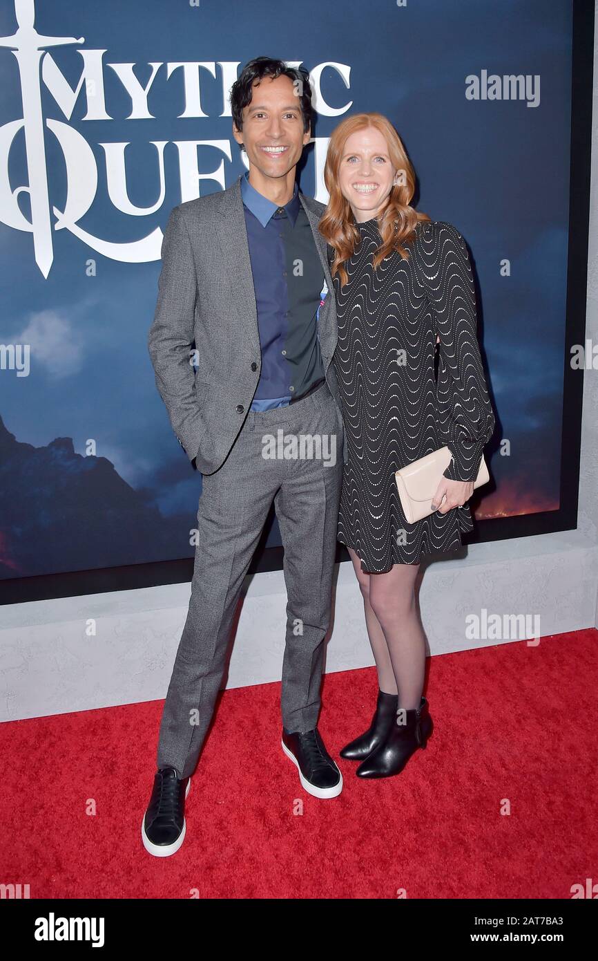 Los Angeles, USA. 29th Jan, 2020. Danny Pudi with wife Bridget Showalter Pudi at the premiere of