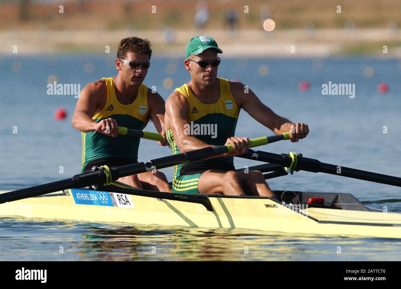 20040818 Olympic Games Athens Greece [Rowing] Schinias - Photo Peter  Spurrier RSA M2- left [bow] Ramon di Clemente and Donavan Cech, start of  their semi-final, Images@intersport-images.com Tel +44 7973 819551  [Mandatory Credit