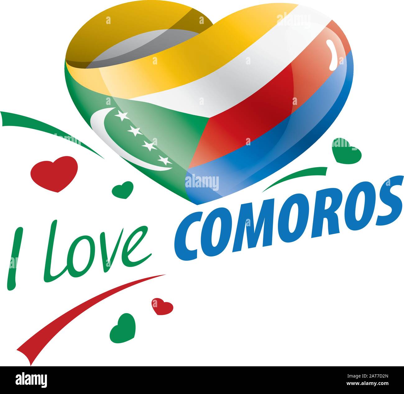 National flag of the Comoros in the shape of a heart and the