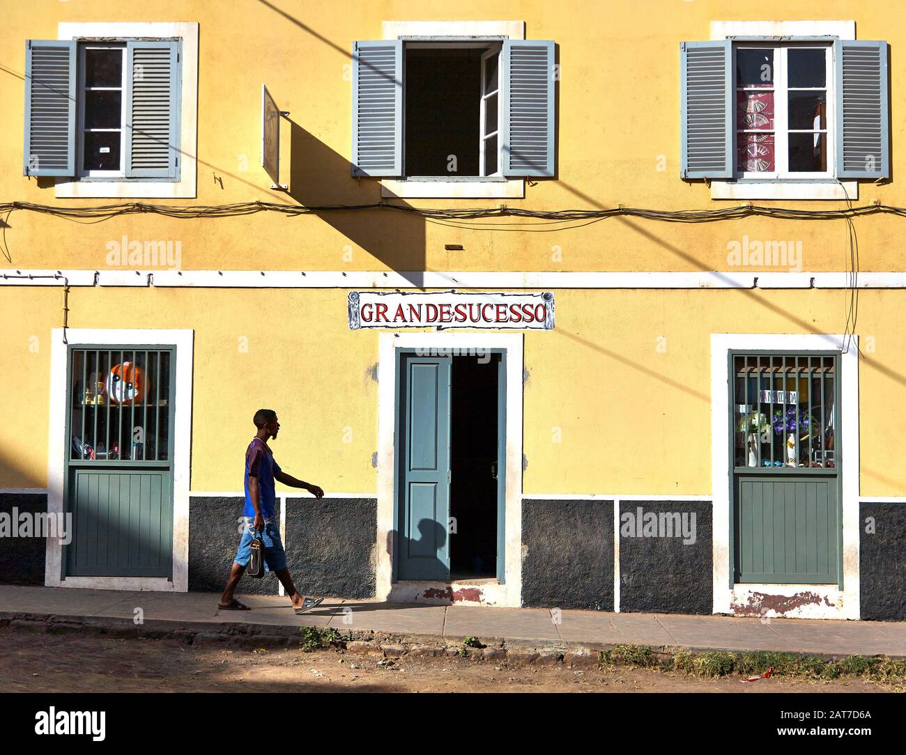 Street scene in Ribeira Grande on Santo Antao in the Cape Verde islands Stock Photo