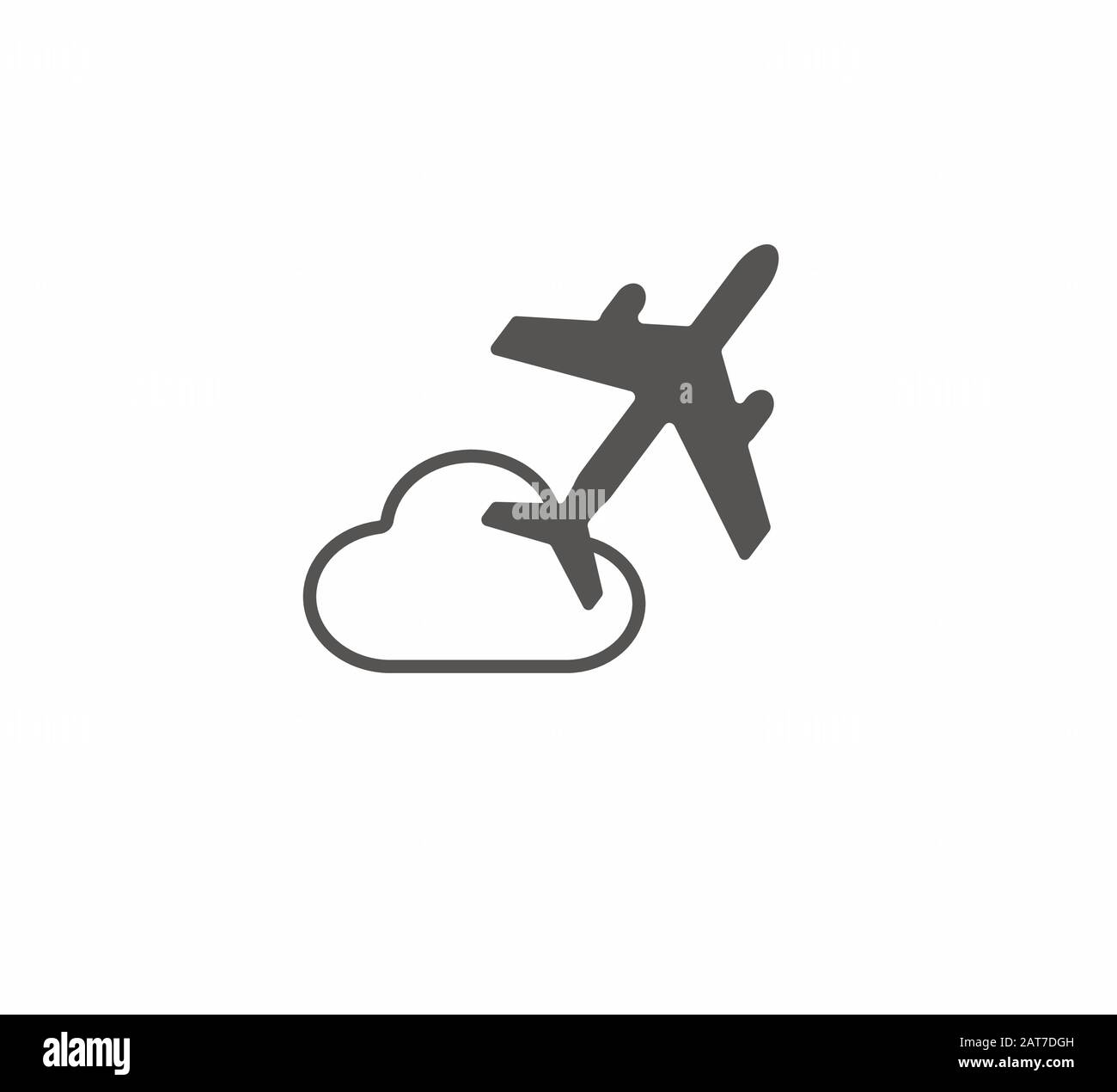 Pictogram airplane and cloud isolated. Flat design vector icon airplane and cloud - mock up for company. Stock Vector
