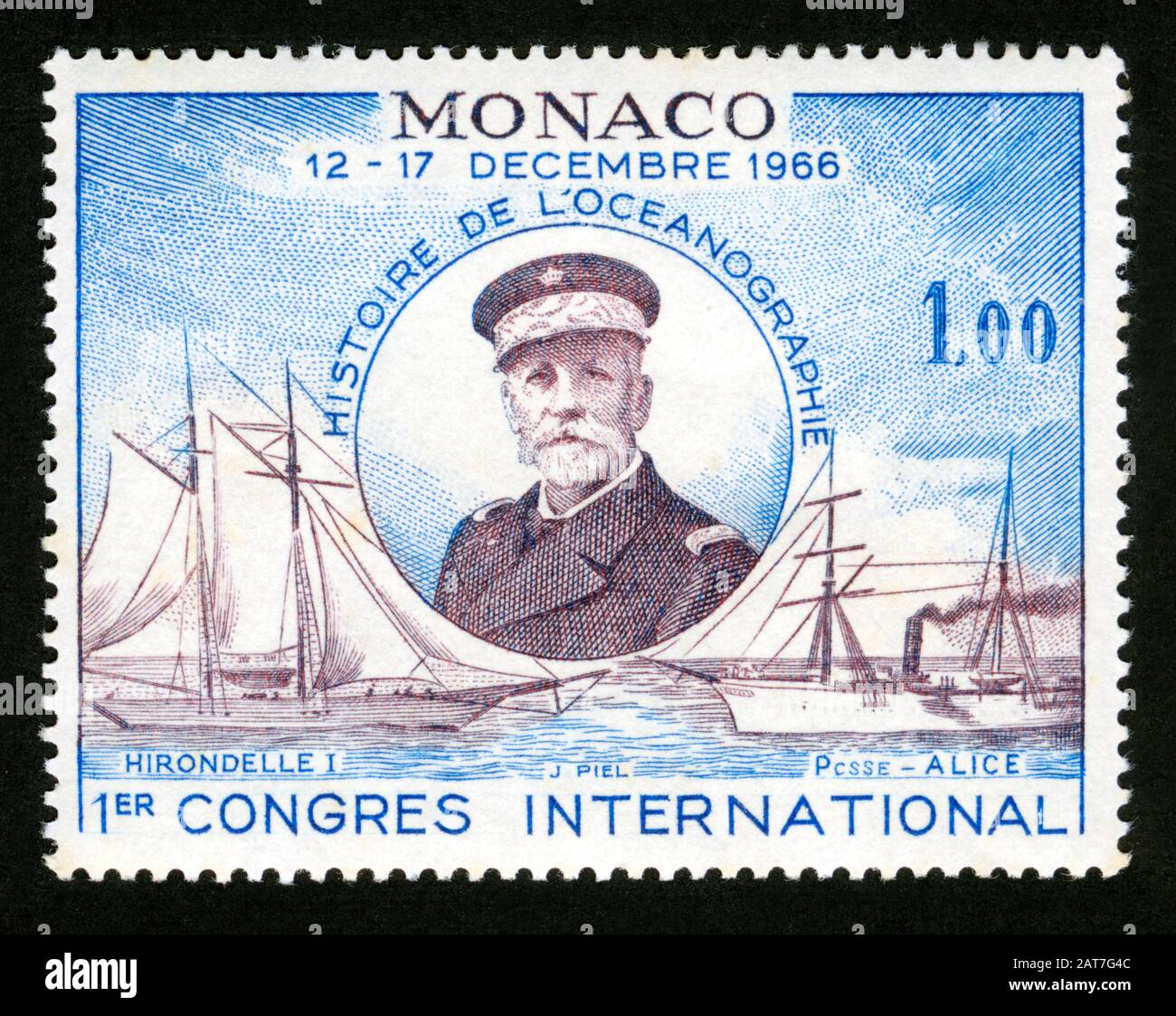 Stamp print in Monaco,1966,1 Congres International Stock Photo