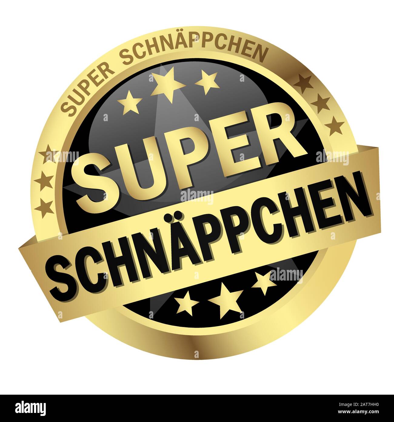 EPS 10 vector with round colored button with banner and text great bargains (in german) Stock Vector