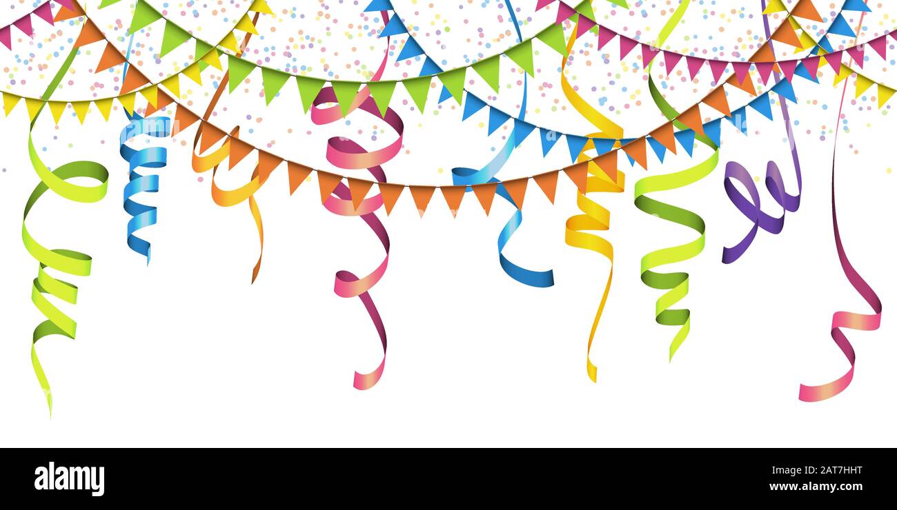 vector illustration of seamless colored confetti, garlands and
