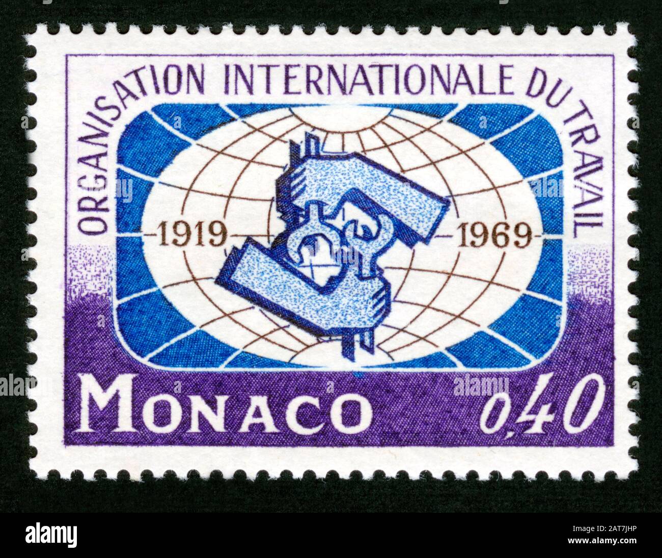 Stamp print in Monaco,1969,Travail Stock Photo