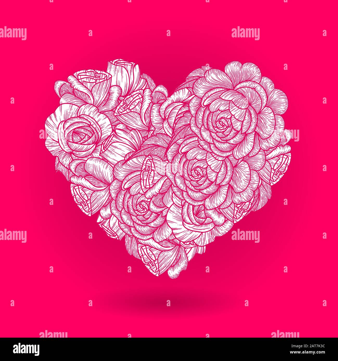 Valentine's day holiday card or banner. Flower heart of roses