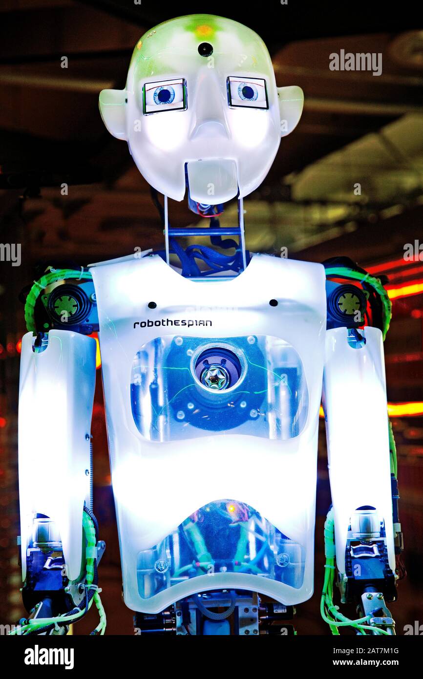 The humanoid robot RoboThespian in the working world exhibition DASA, Dortmund, Ruhr Area, North Rhine-Westphalia, Germany Stock Photo