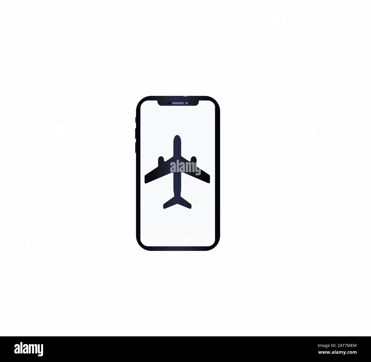 Smartphone and airplane icon - online booking of air ticket from web site Stock Vector
