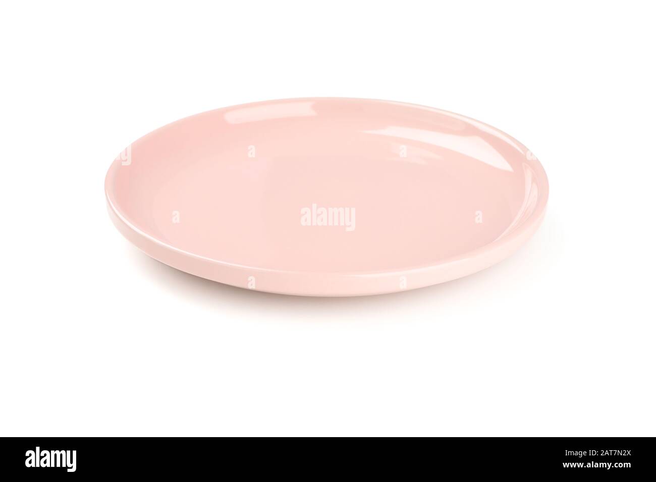 Pink clean plate isolated on white background. Kitchen, serving Stock ...