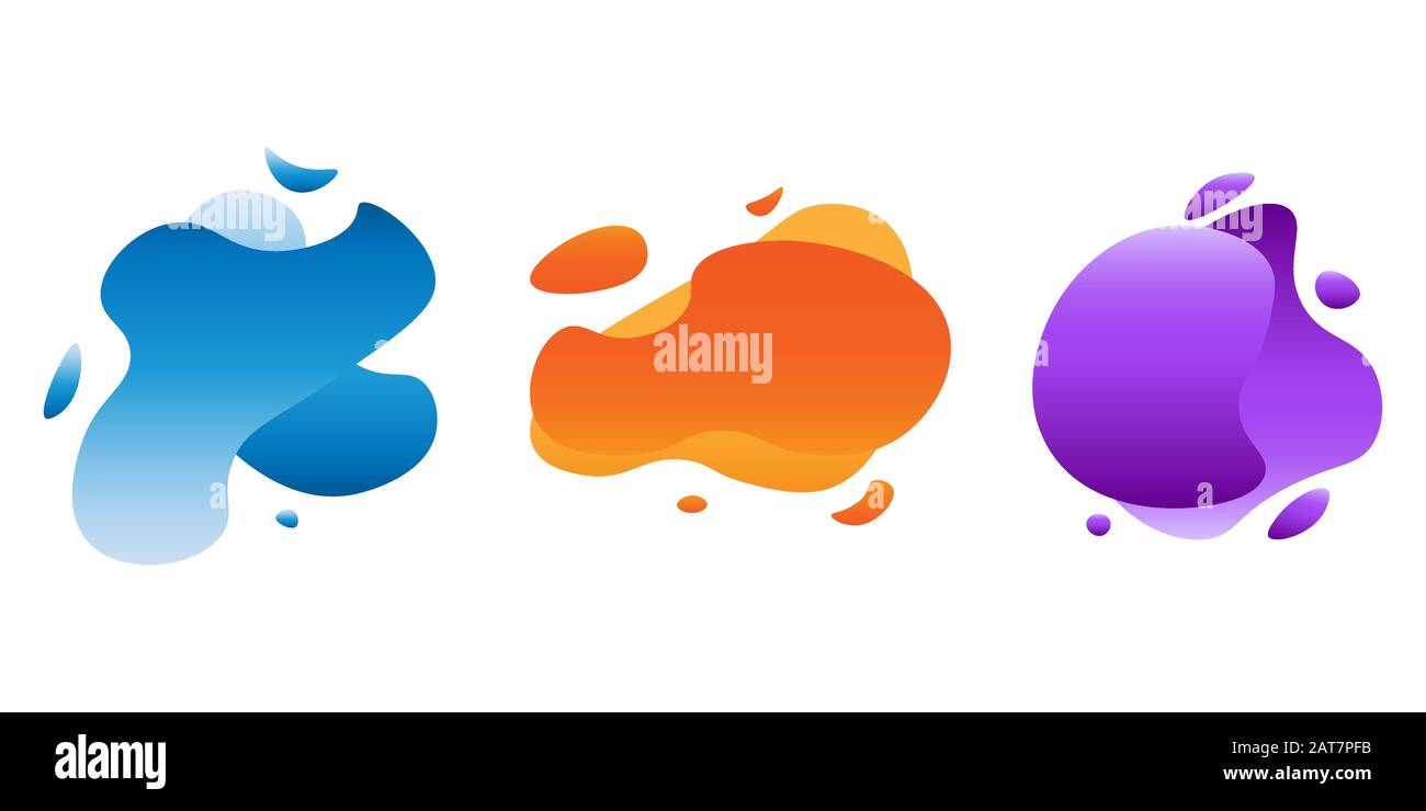 Set of abstract gradient modern graphic elements. Fluid template shape ...