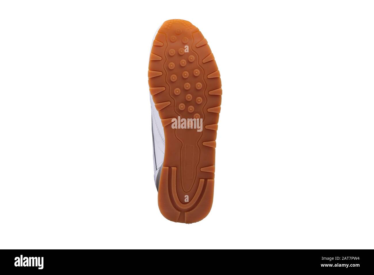 Sole polyurethane sneaker on a white background.Bottom sports shoes polyester Stock Photo