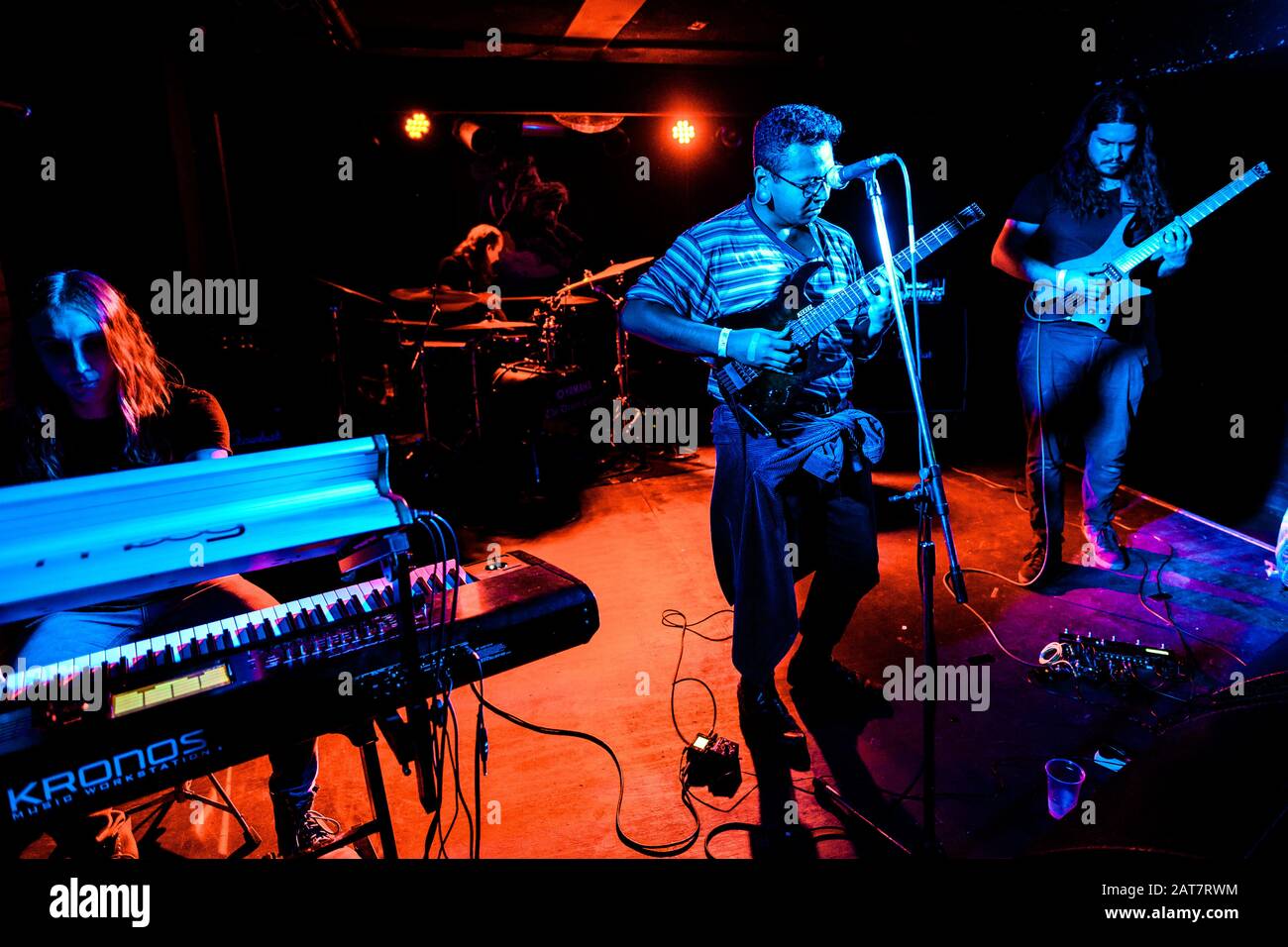 Local band playing on stage Stock Photo Alamy