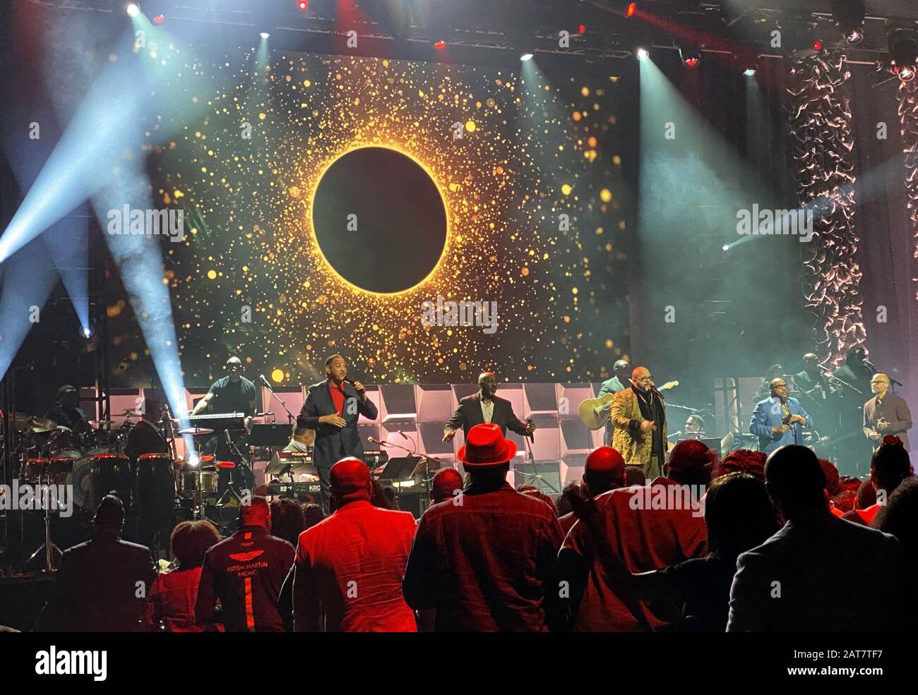 Miami, United States. 31st Jan, 2020. Commissioned performs onstage during Super Bowl LIV week at the 21st Super Bowl Gospel Celebration at the James L. Knight Center in Miami, Florida on Thursday, January 30, 2020. The Super Bowl Gospel Celebration was launched in Miami in 1999 during Super Bowl XXXIII weekend. The event became the first and remains the only gospel concert sanctioned by the National Football League (NFL). Photo By Gary I Rothstein/UPI Credit: UPI/Alamy Live News Stock Photo