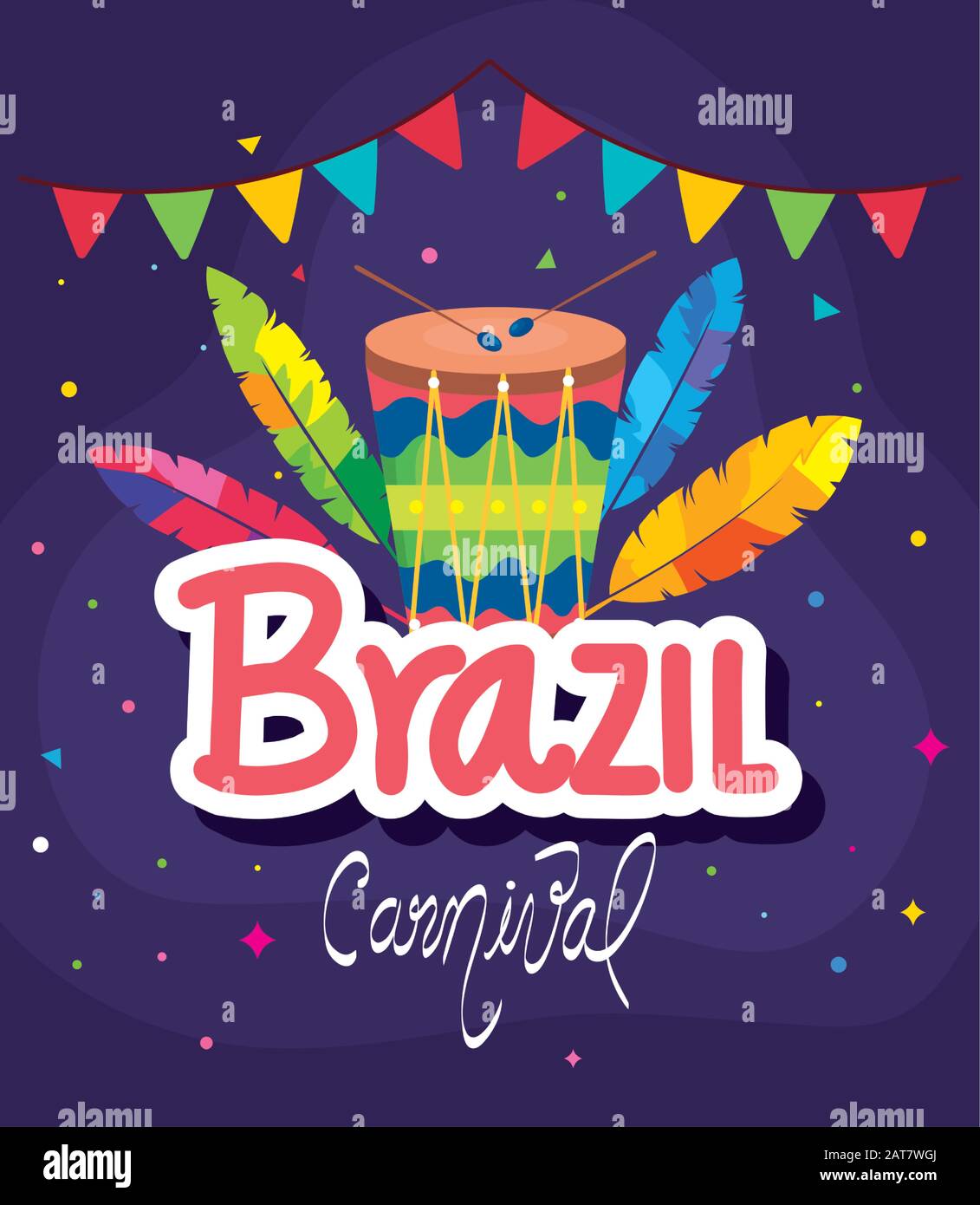 poster of brazil carnival with drum and decoration Stock Vector Image ...