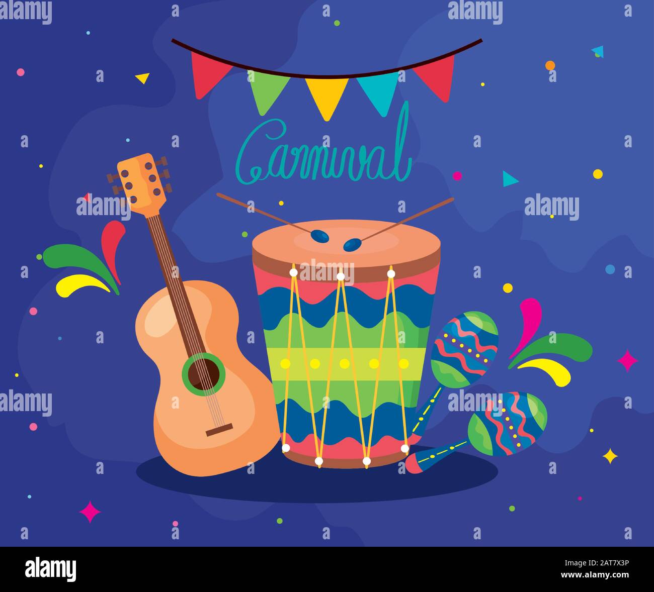 poster of brazil carnival with drum and icons traditional Stock Vector ...