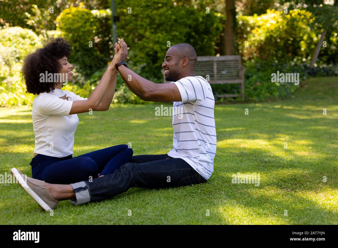 Happy african american couple chilling hi-res stock photography and ...