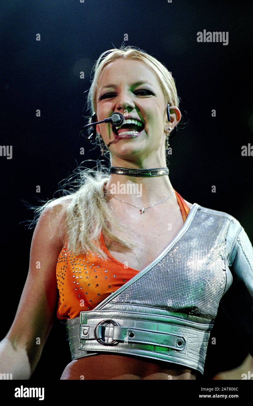 Milan Italy 24/10/2000  Live concert of  Britney Spears at the Forum Assago : Britney Spears during the concert Stock Photo