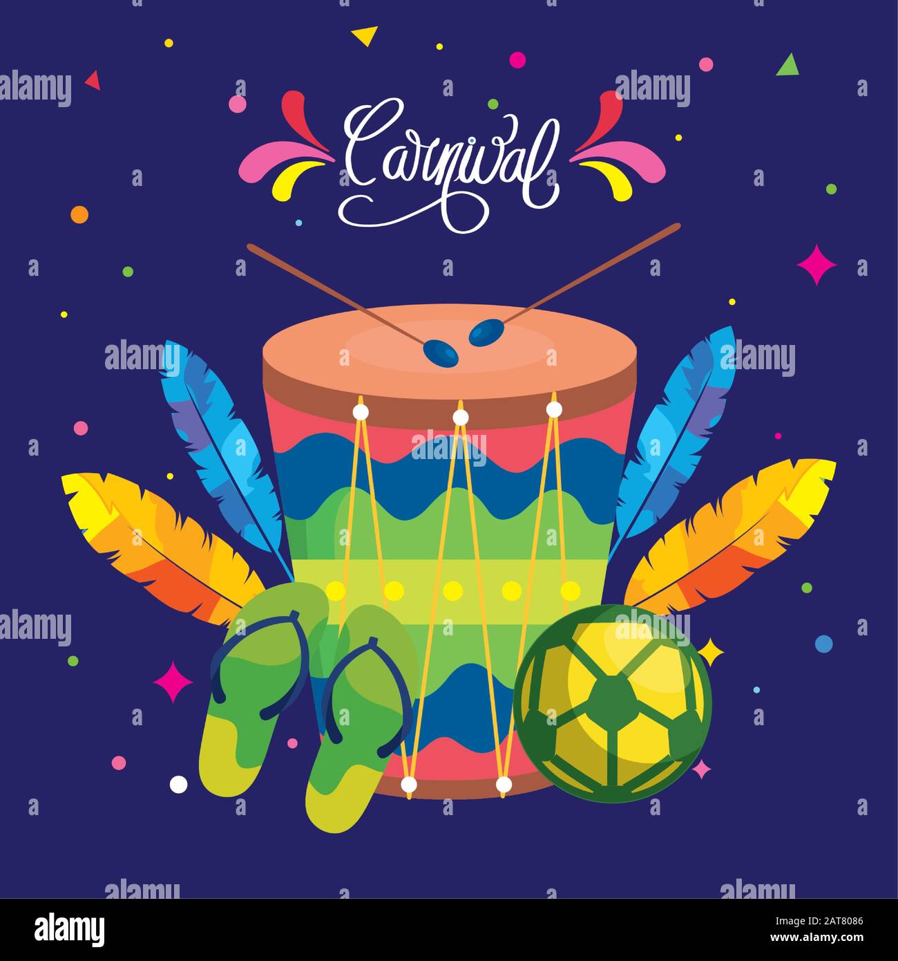 poster of brazil carnival with drum and icons traditional Stock Vector ...