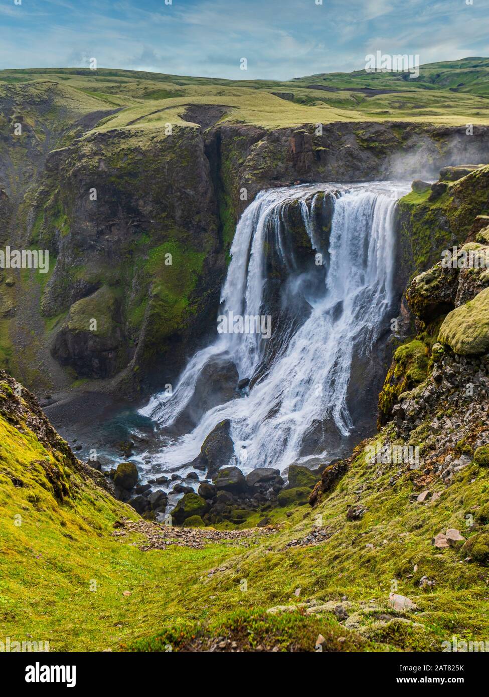 Fagrifoss (Beautiful waterfall) is one of the most spectacular falls on Iceland Stock Photo