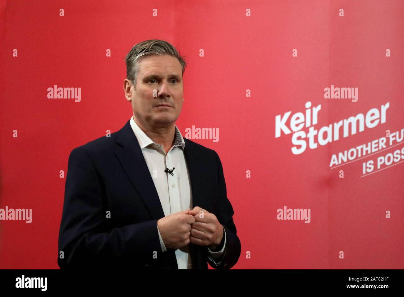 London / UK – January 31, 2020: Keir Starmer, running to be leader of the Labour Party, gives a speech at Westminster Cathedral Hall on Brexit day Stock Photo