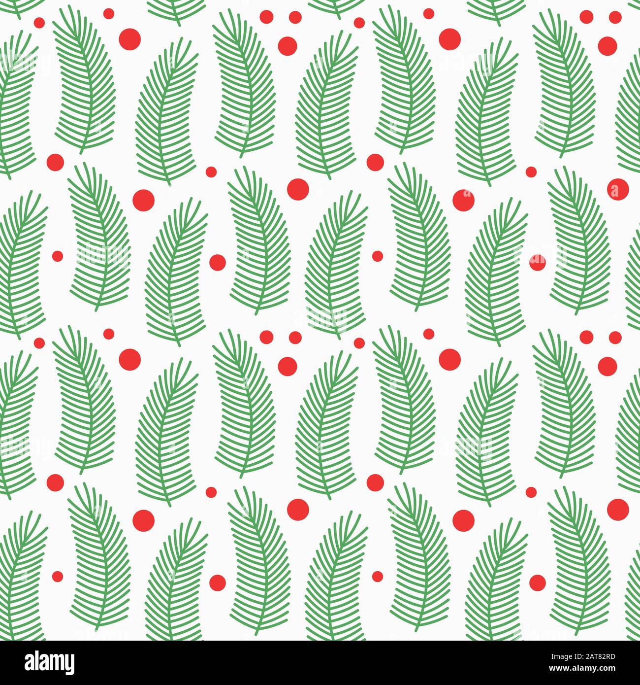 Christmas spruce branches and red berries seamless pattern. Vector ...