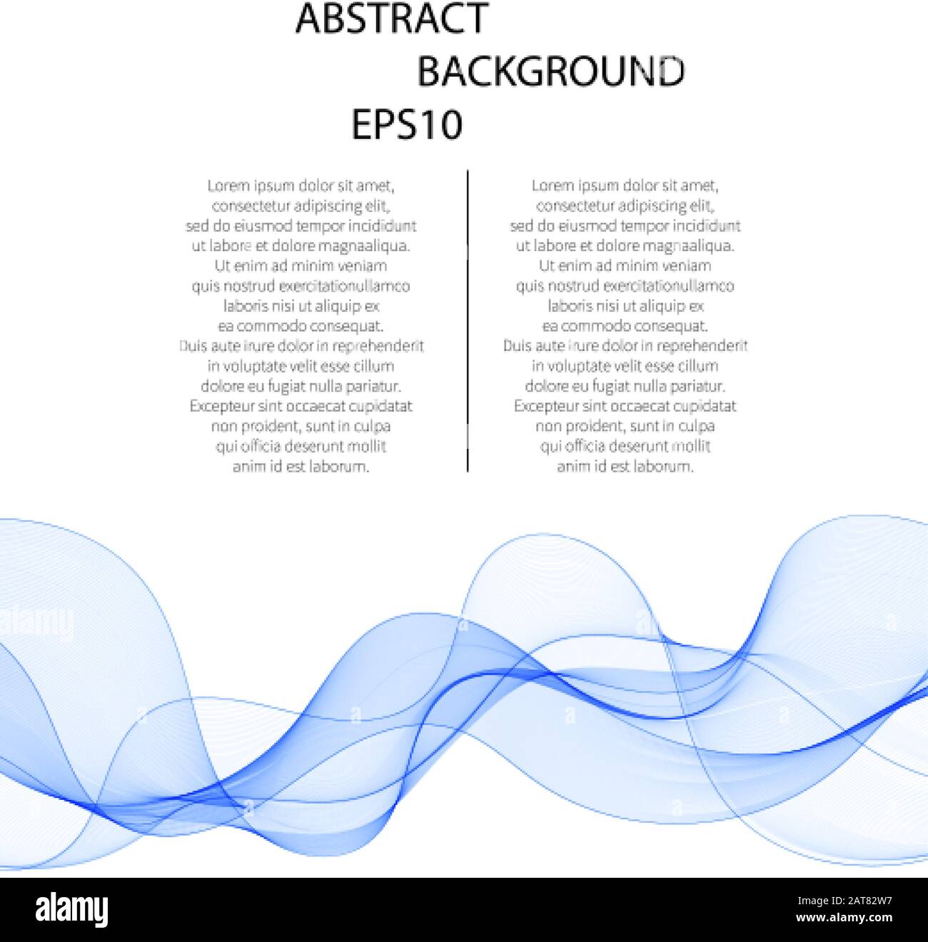 Abstract vector background, blue transparent waved lines. smoke wave. Stock Vector