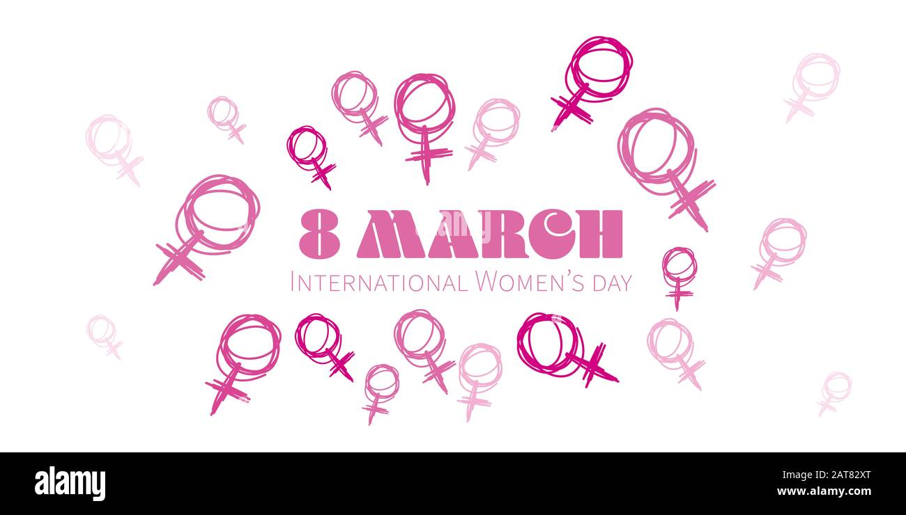 International Womens Day Illustration Theme Keywords Banner Stock